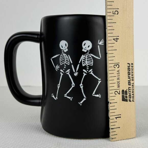 Rae Dunn "Spooky" Halloween Coffee Mug With Dancing Skeletons Matte Black - Picture 7 of 9